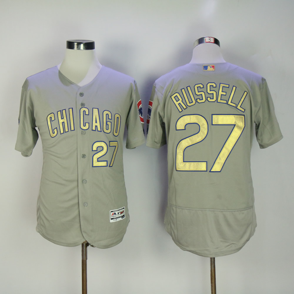 Men Chicago Cubs #27 Russell Grey Champion MLB Jerseys->chicago cubs->MLB Jersey